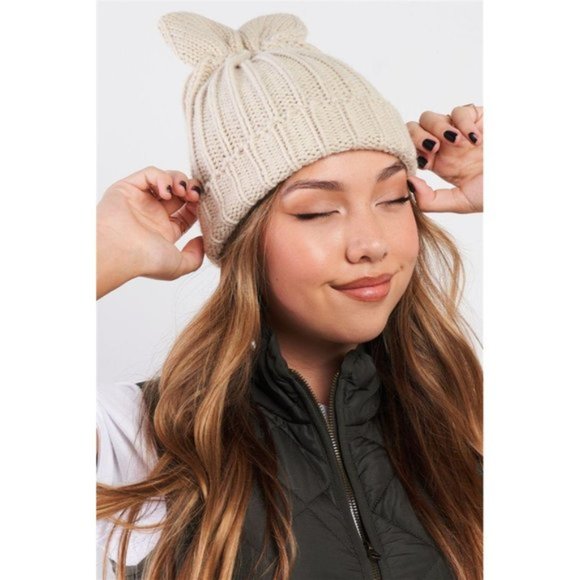 Bunny Ear Detail Beanie Cap - Picture 2 of 3